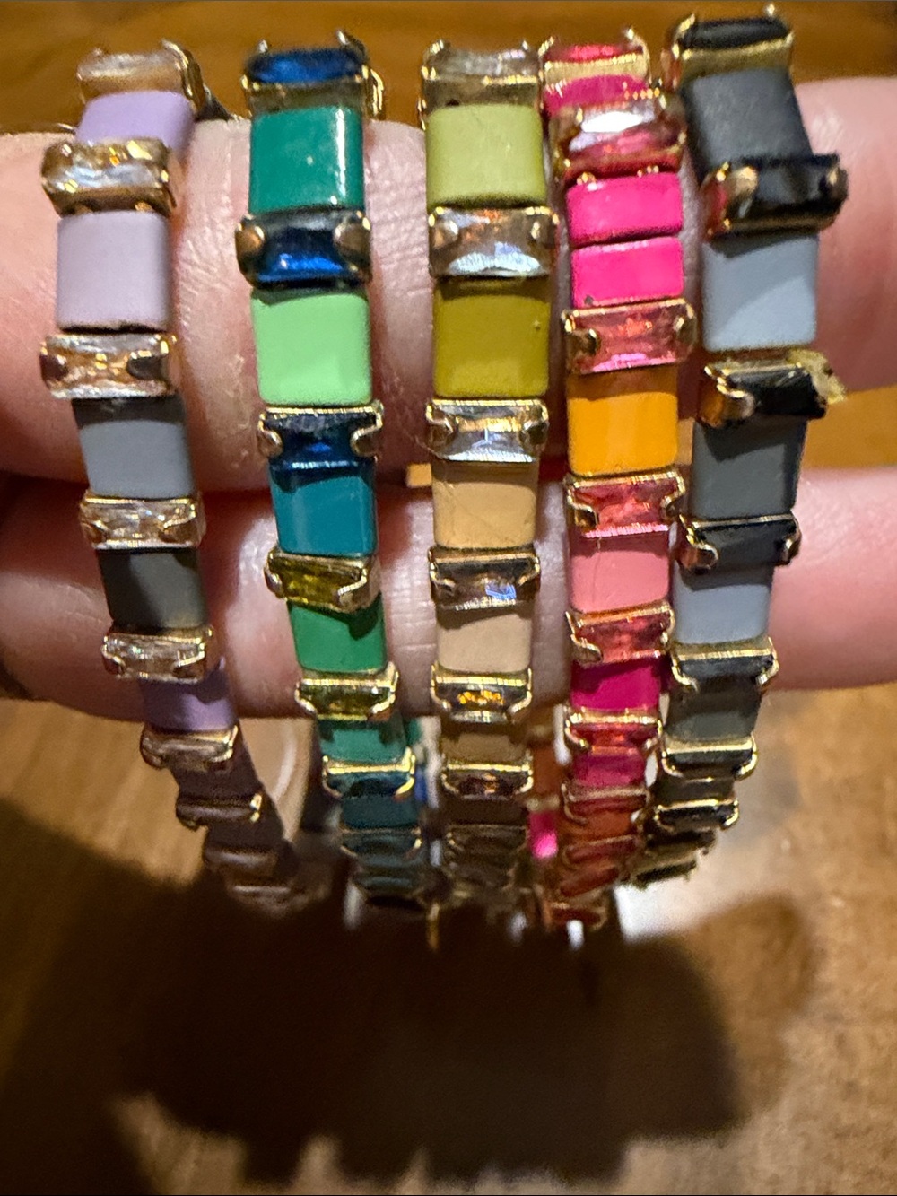 Anthropologie Multicolor Enamel Tile Stretch Bracelets - Picture 3 of 3